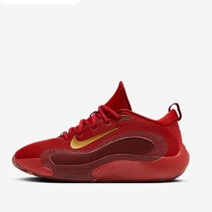 Nike Kids Red Sneakers with Gold Swoosh